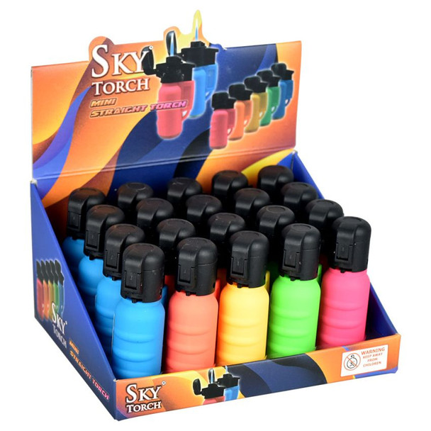 SKY Torch Mini Straight Torch Lighter - 3"/Asst Colors /20PC DISP