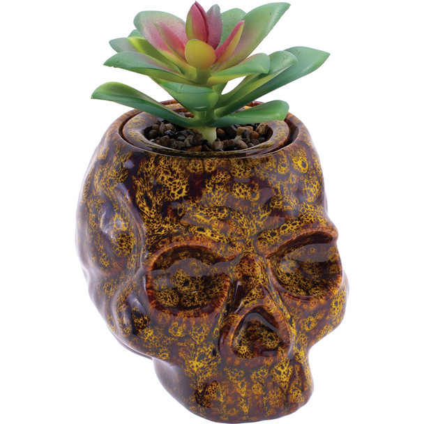 Fujima Skull Planter Ceramic Stash Jar - 4.5" / Yellow