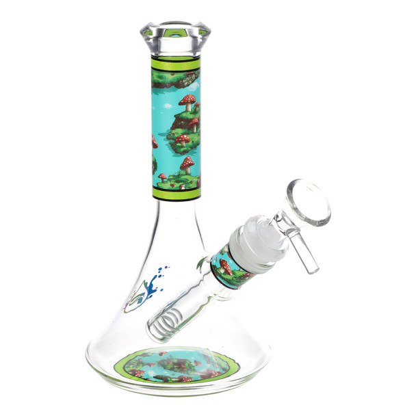 Pulsar Design Series Beaker Glass Water Pipe - Floating Mushrooms / 6.75" / 14mm F