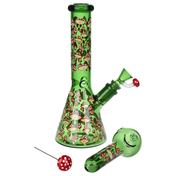 Pulsar Greatest Hits Series Glow Herb Pipe Duo - Shroomiez / 10" / 14mm F