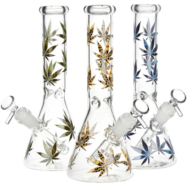 Turn On Your Hemp Lights Beaker Glass Water Pipe - 9.75" / 14mm F / Colors Vary