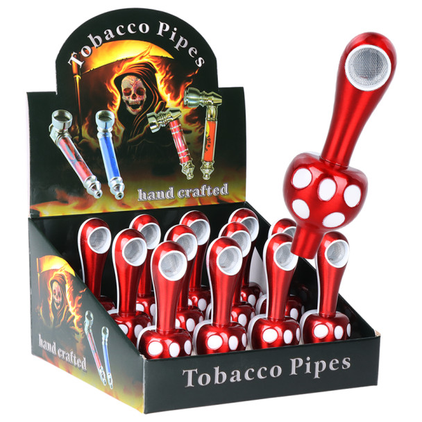 Spotted Mushroom Aluminum Hand Pipe  - 3.75"/12CT DISPLAY