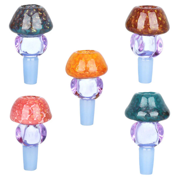 Majestic Mushroom Honeycomb Herb Slide - 14mm M / Colors Vary