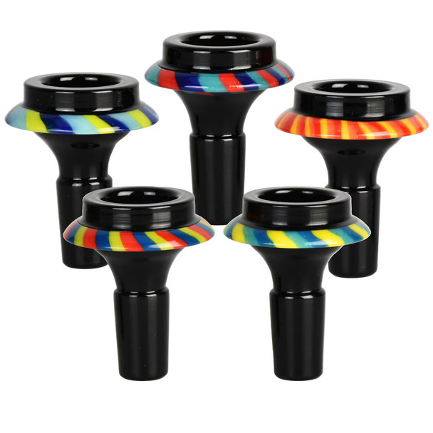 5PC BUNDLE - Color Stripe UFO Herb Slide -14mm M