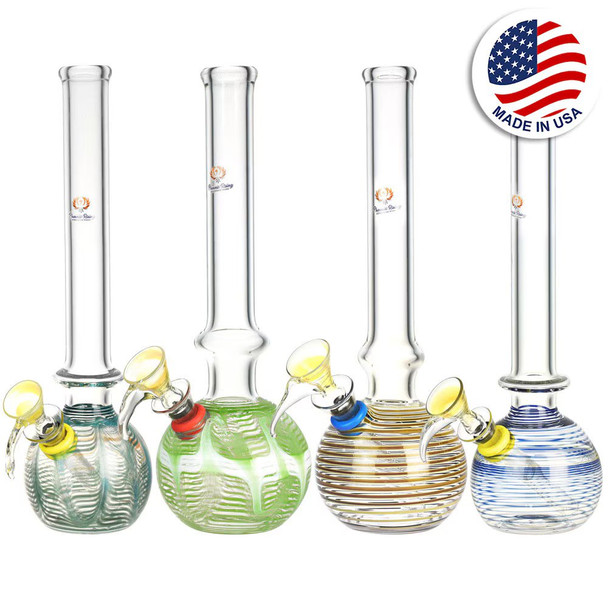Phoenix Rising Worked Round Base Water Pipe - 9.5" | Colors Vary