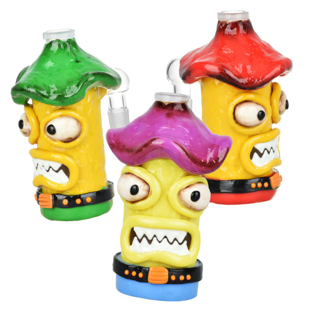 Shroom Monster Glass & Enamel Ash Catcher - 4.75" / 14mm M / 90D / Colors Vary Shroom Monster Glass & Enamel Ash Catcher - 4.75" / 14mm M / 90D / Colors Vary