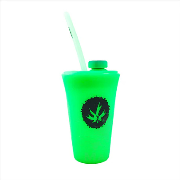Piece Maker - Kommuter with Silipint - Silicone Drink Cup Topper w/ Cup Glow Green