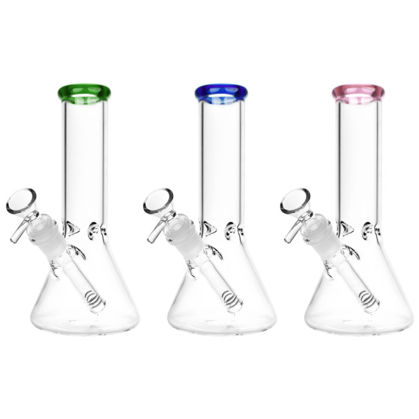 8" Classic Glass Beaker Tall Water Pipe  14mm F - Colors Vary