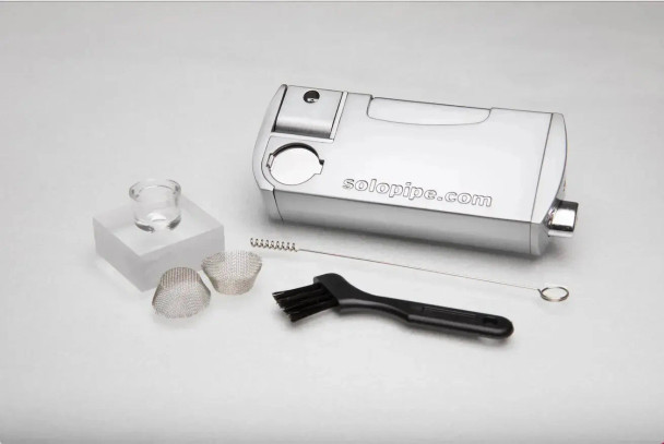 SoloPipe with Glass Bowl Insert Silver