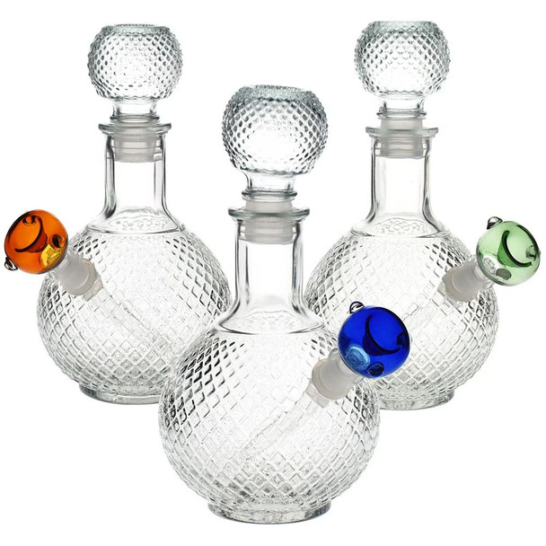 Vintage Decanter Style Glass Water Pipe w/ Cap - 7.5" / 14mm F / Colors Vary / Cruet Vintage Decanter Style Glass Water Pipe w/ Cap - 7.5" / 14mm F / Colors Vary / Cruet
