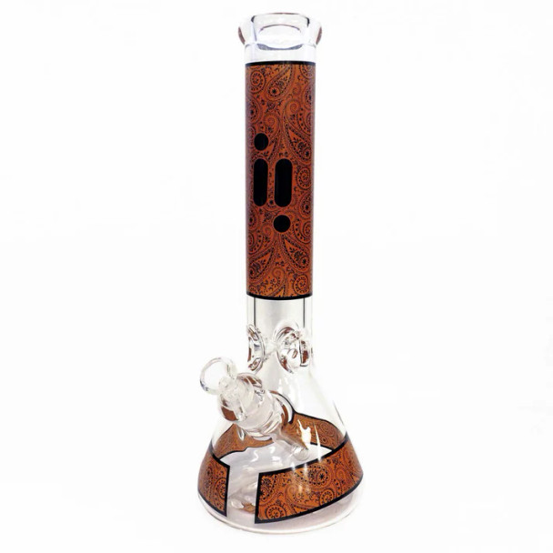 Infyniti 14" Beaker w/ Ice Pinch - Paisley Design - Orange