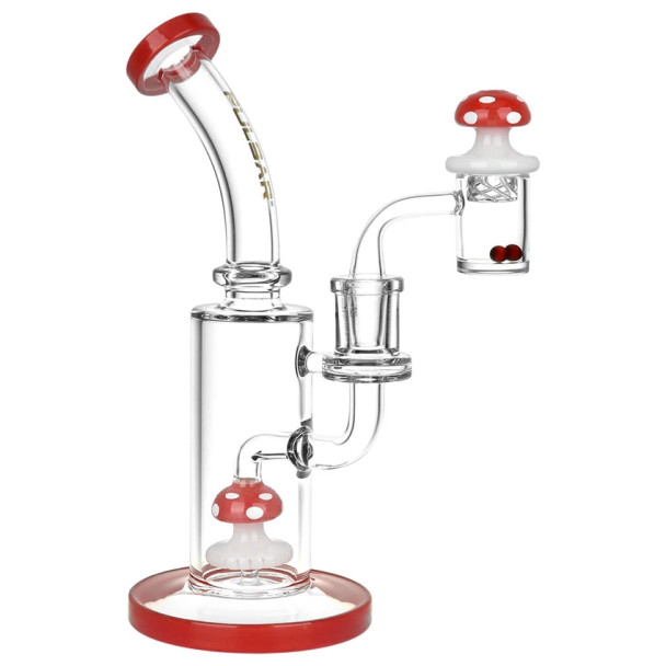 Pulsar Shroom Rig Set w/ Carb Cap - 8.5" / 14mm F Red