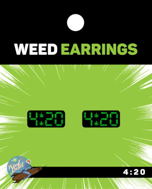 Wood Rocket Stoner Earrings - 420