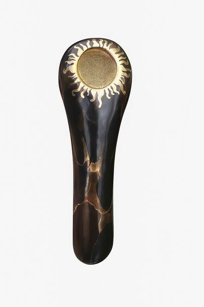 Porcelain Gold Spoon - Black