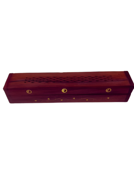 Wooden Coffin Incense Burner for Stick and Cone w/ Storage IBW125
