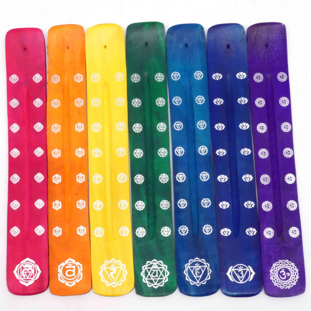Wooden Incense Burner - Colored Chakra 14PC