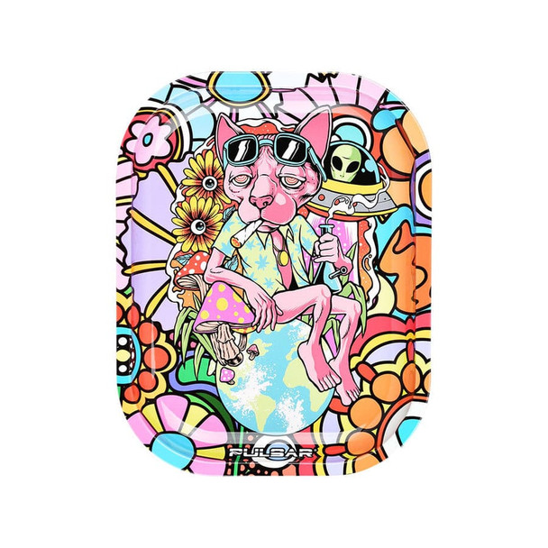Pulsar Mini Metal Rolling Tray Chill Cat