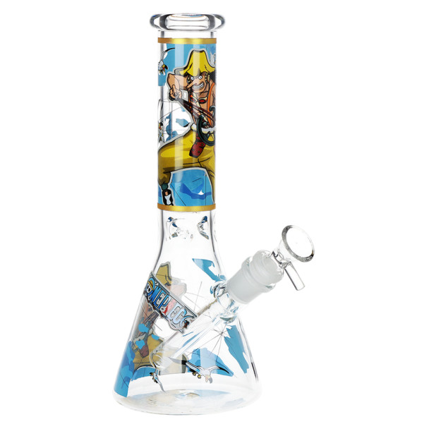 One Treasure Beaker Glass Water Pipe - 10" / 14mm F / Sniper (Yellow)