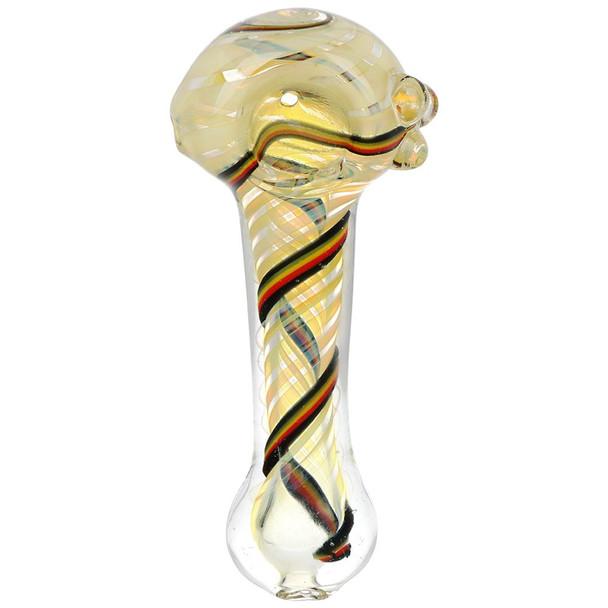 Worked Rasta Spoon Glass Pipe - 4"
