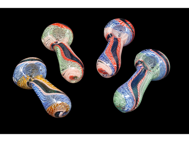 Deluxe Dichro Spoon Pipe Assortment - 3.8" / Assorted Colors/4ct Bundle