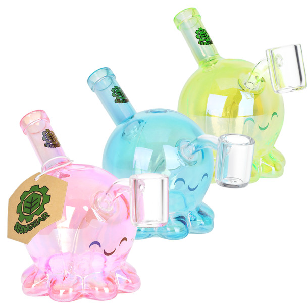 SeshGear Sweet Octopus Neon Glass Dab Rig - 3.75" / 10mm F / Colors Vary