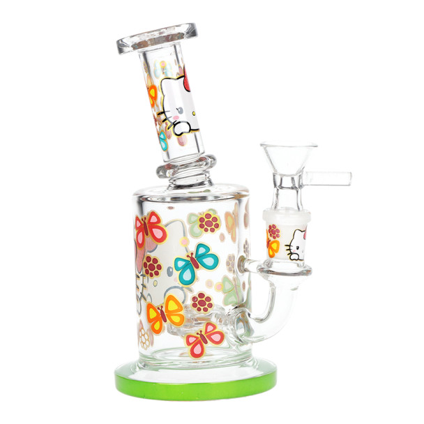 Salutations Kitty Glass Water Pipe - 6.25" / 14mm F / Butterflies