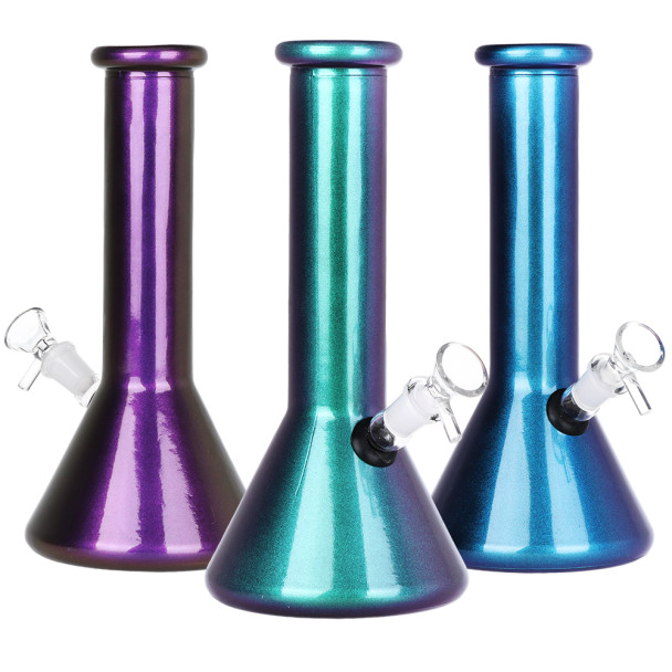 SeshGear Boxed Sparkle and Shine Beaker Glass Water Pipe - 10" / 14mm F / Colors Vary