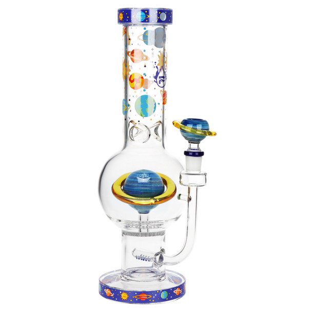 Pulsar Rings of Saturn Bubbler Base Glass Water Pipe - 12.6" / 14mm F