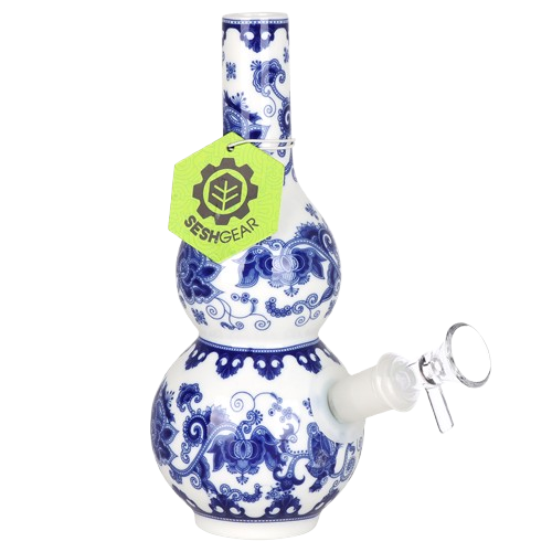 SeshGear Chinese Vase Ceramic Water Pipe - 7.8" / Double Bubble Base