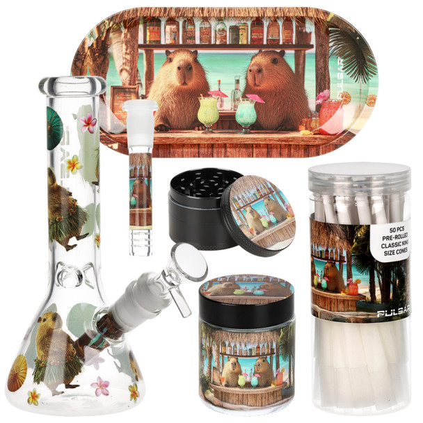 Pulsar Design Series Beaker Water Pipe V2 Smokers Kit - 7.75" / Capybara Cabana