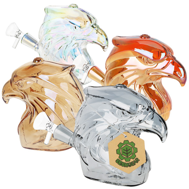 SeshGear Eagle Eye Electroplated Glass Water Pipe - 4.75" / 14mm F / Colors Vary