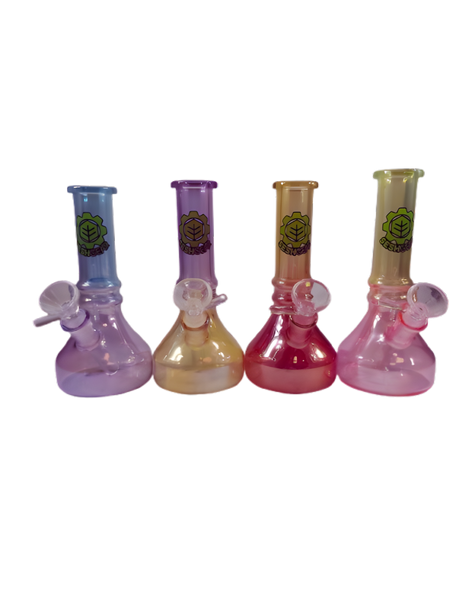 Seshgear Electroplated Ombre Glass Water Pipe 6.3" / 14mm F - 4 PC Set - Colors Vary