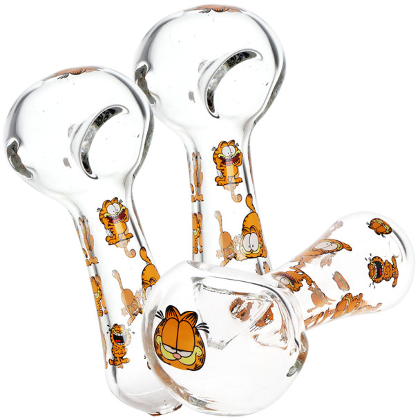 Stoned Orange Cat Glass Spoon Pipe - 4.5"/3CT Bundle