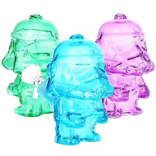 Smoke Trooper Glass Bubbler - 4.5" / 14mm F / Assorted Colors/ 3ct Bundle