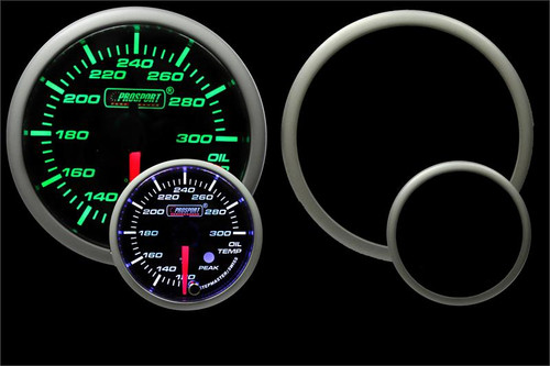 Prosport Premium Green/White Oil Temperature Gauge 52mm