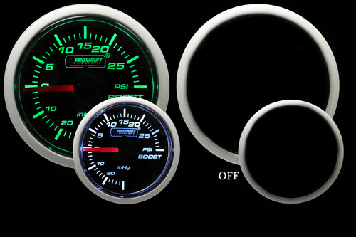 Prosport Performance Series 52mm Electrical Boost Gauge (Green/White)