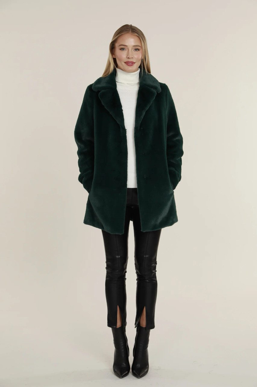 Plush Faux Fur Coat - Green