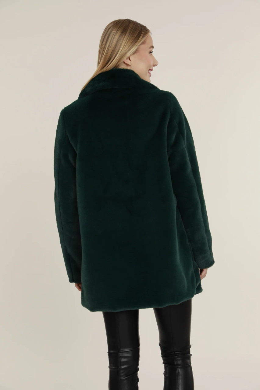 Plush Faux Fur Coat - Green