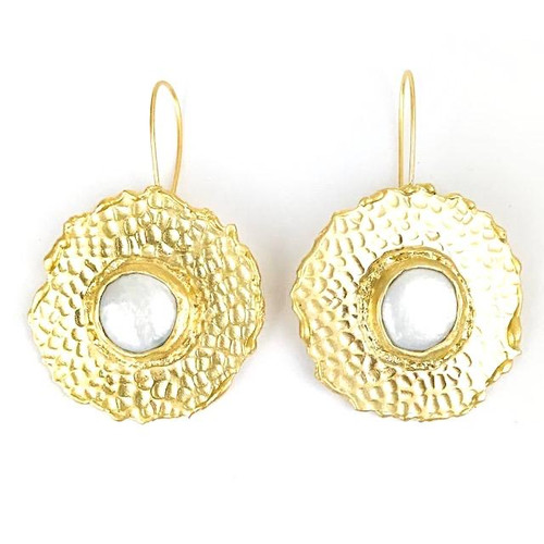 Gold Drop & Pearl Earrings