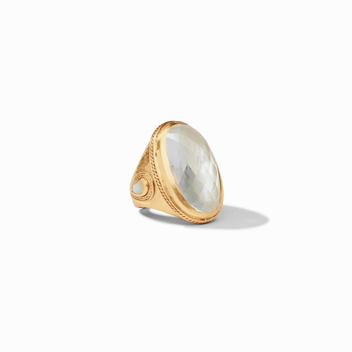 Cassis Statement Ring Gold Iridescent Clear Crystal Size 7