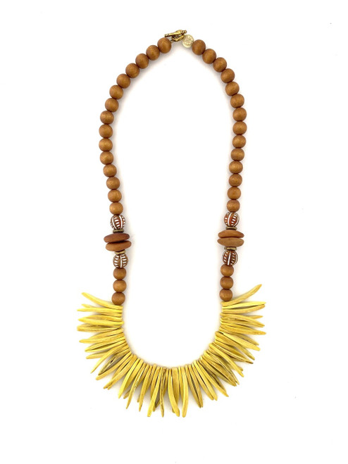  Island Coconut Wood Necklace - Yellow