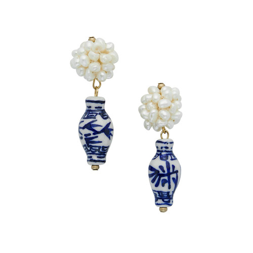 Pearl Cluster Ginger Jar Earrings