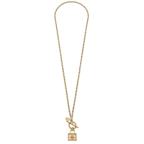 Long Bee Lock Toggle Necklace