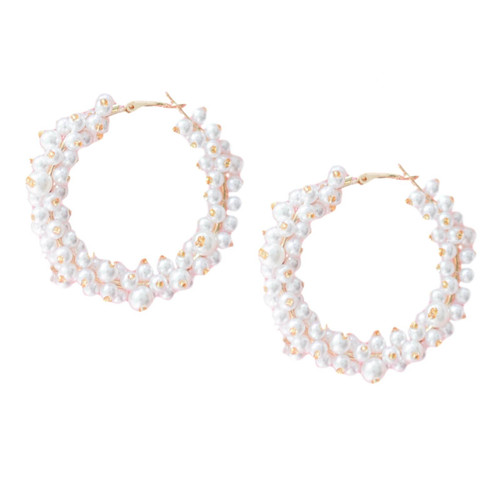 Large Pearl Cluster Hoops - 2"