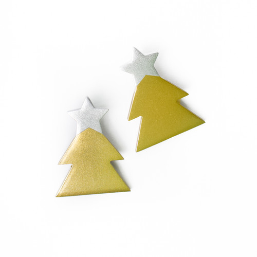 Silver Christmas Tree Earrings