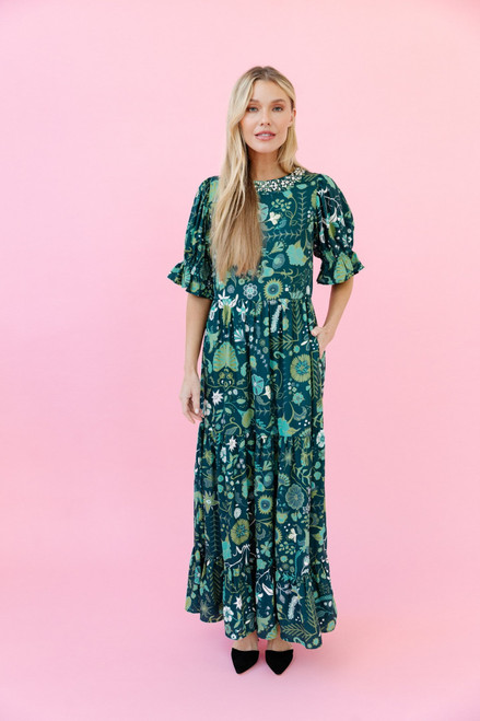 SHERIDAN FRENCH MICHOLA DRESS SPRUCE FLORAL