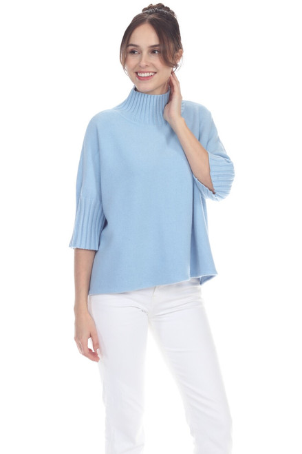 RAIN BOXY MOCK NECK 3/4 SLEEVE TOP ICE