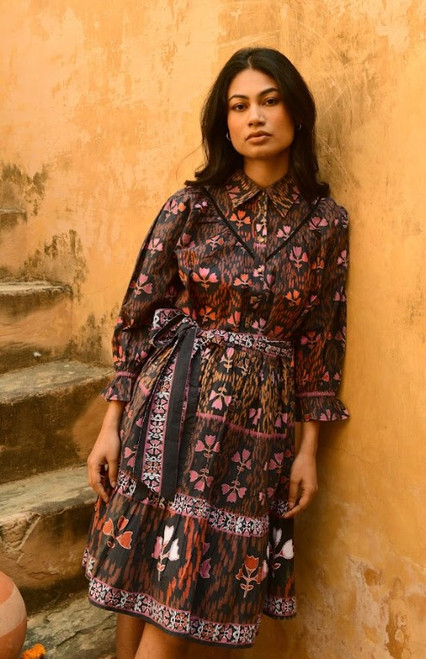 AZURE AND INDIGO BELLFLOWER SHIRT DRESS MULTI