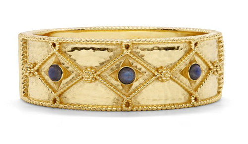 Victoria Hinged Bangle in Hammered Gold/Blue  Labradorite - OS