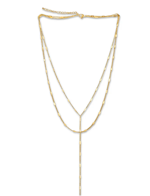 CAMILLA DAINTY LARIAT CHAIN NECKLACE